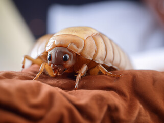 extreme close up of a bed bug lying on a bed