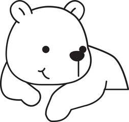 Cute cartoon polar bear looking sideways