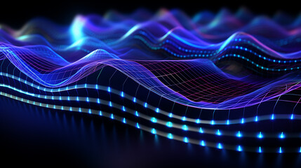 Free_photo_3D_digital_wave_background_with_flowing - obrazy, fototapety, plakaty