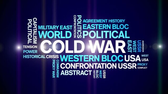 Cold War animated tag word cloud;text design animation kinetic typography seamless loop.