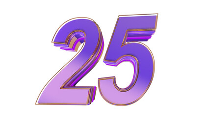Purple glossy 3d number 25