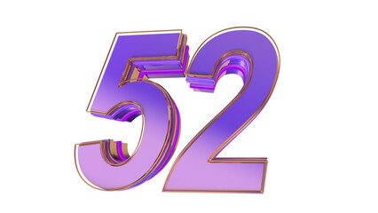 Purple glossy 3d number 52