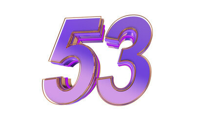 Purple glossy 3d number 53