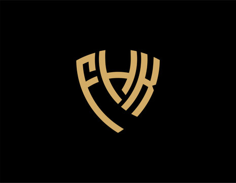 FHK creative letter shield logo design vector icon illustration
