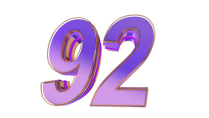Purple glossy 3d number 92