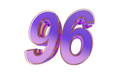 Purple glossy 3d number 96