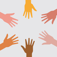 A set of hands symbolizing a team or teamwork flat color icon for business