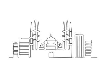 Obraz premium Modern cityscape continuous one line vector drawing. Istanbul 