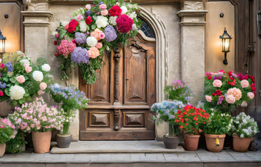 Entrance Decorations with Beautiful Flowers, 
"Floral Welcome Decor for Home Entrance, 
Home Entry Floral Ornaments on Display