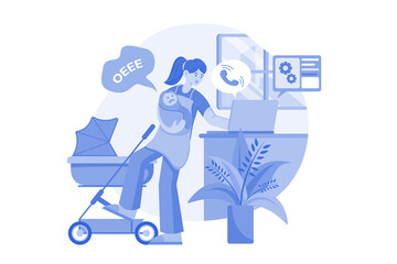 Working From Home With Handling Baby