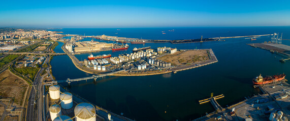 Aerial voew of the port of Tarragona, (Port de Tarragona), one of the largest seaports of Spain