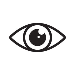 Simple eye icon vector. Eyesight pictogram in flat style black white