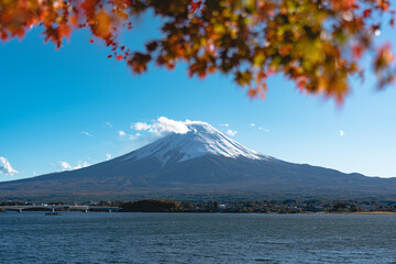 日本の秋の富士山と紅葉