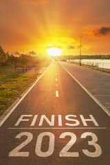 2023 year end concept. Motivational inscription for to summary the year. Number of the 2023 year...