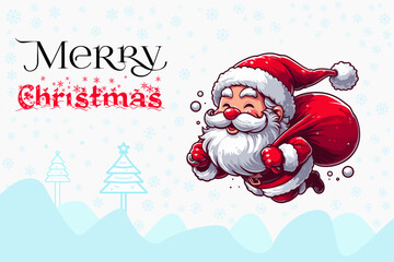 Christmas vector design background,  Xmas Santa Claus, Bright Winter holiday composition. Greeting card, banner, poster