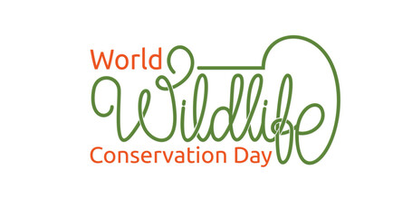 World Wildlife Conservation Day text Handwritten calligraphy. Great for awareness about preserving Earth’s endangered flora and fauna. Illustration text vector