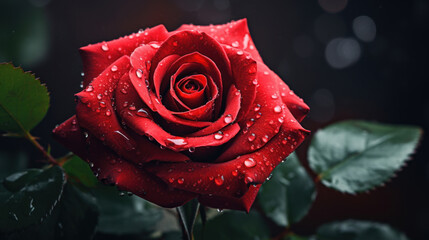 Red rose and rain