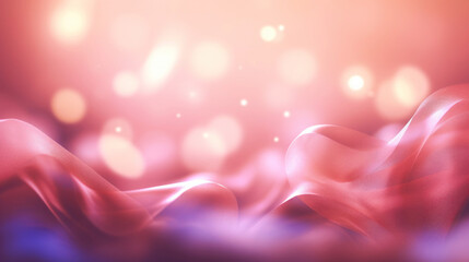 Beautiful golden Valentine's day background with soft pastel pink silk and heart shape bokeh