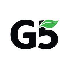 G5 brand name initial letter monogram with green leaf.