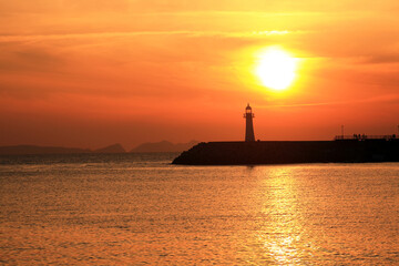lighthouse at sunset