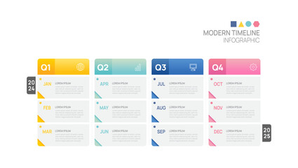 Business step timeline infographic arrow template. Modern milestone element timeline diagram calendar vector. - obrazy, fototapety, plakaty