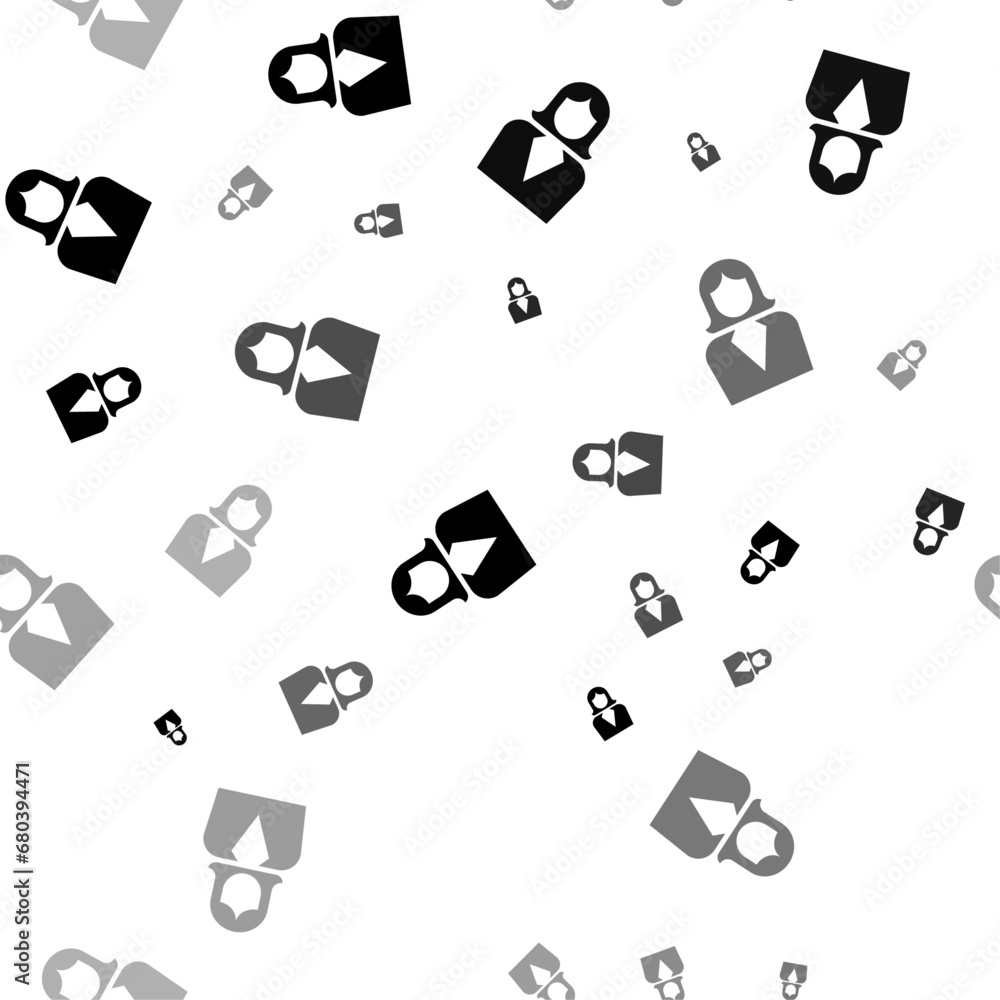 Aufkleber seamless vector pattern with business woman symbols, creating a creative monochrome background with 