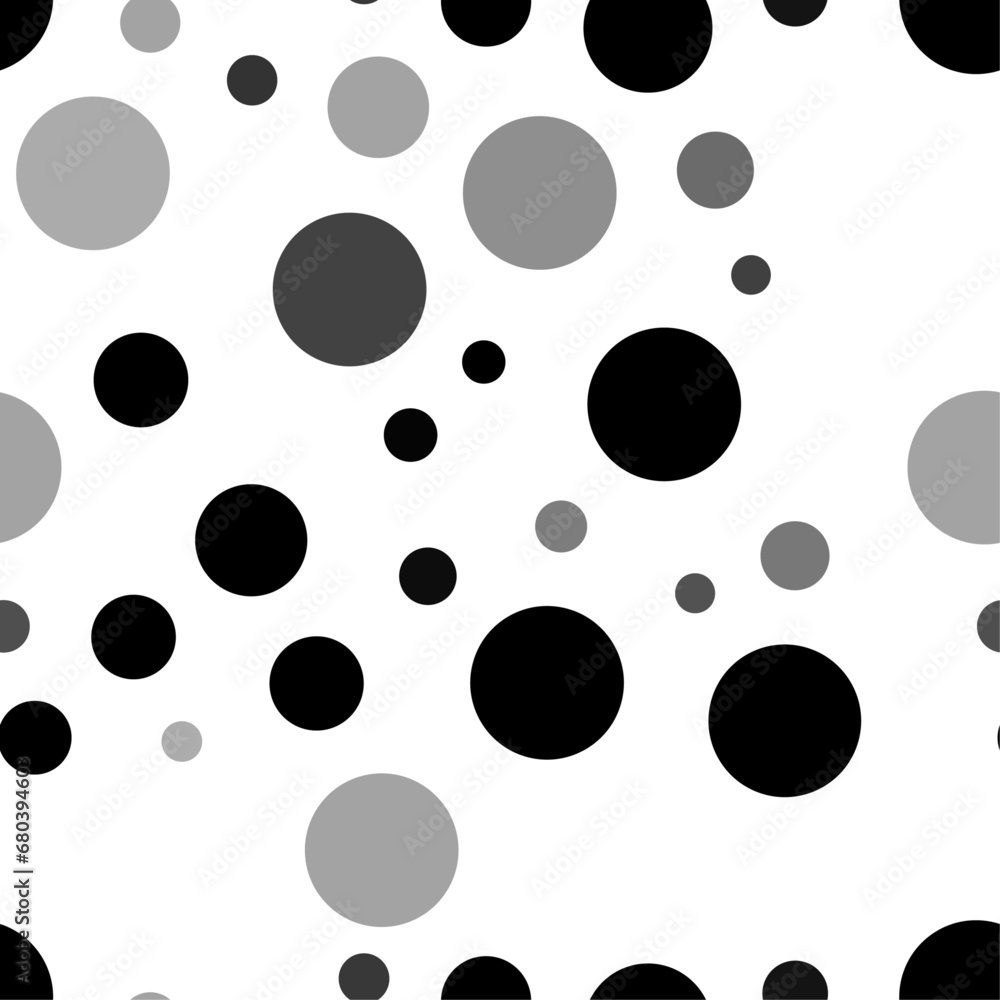 Poster seamless vector pattern with circles, creating a creative monochrome background with rotated element