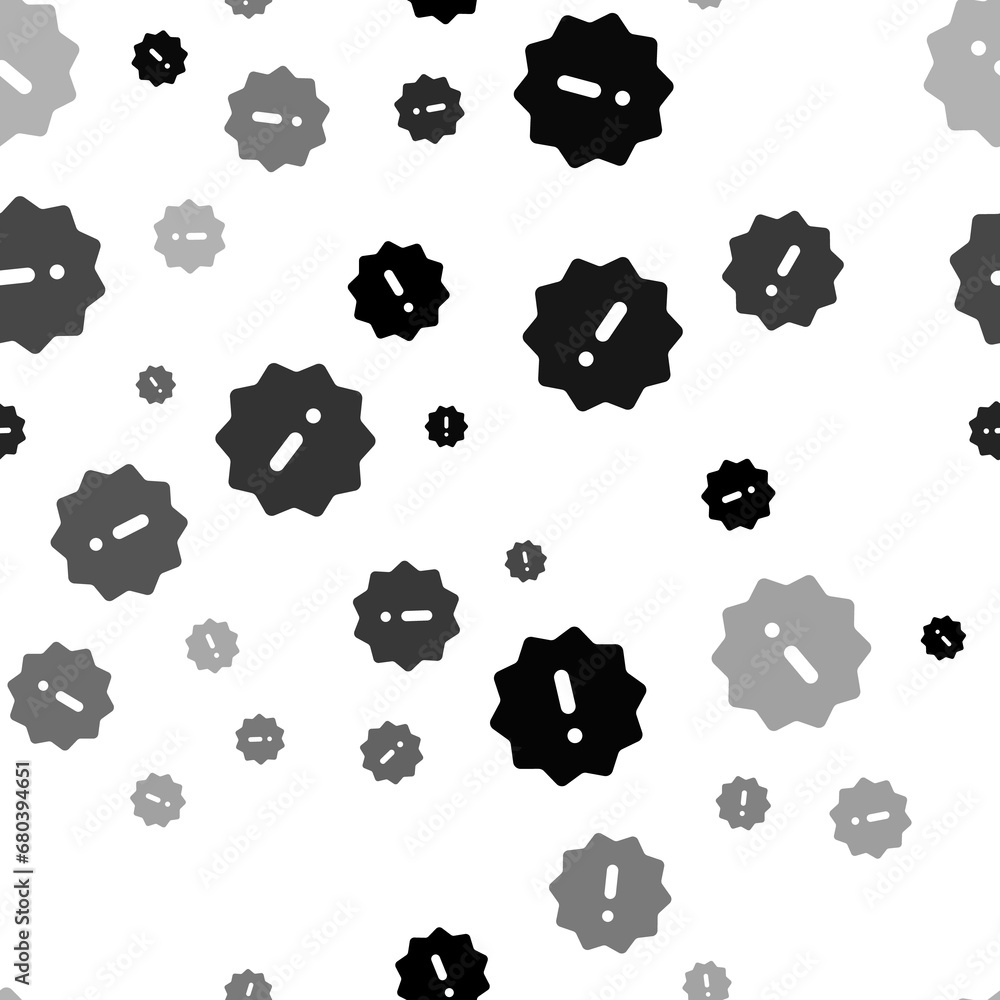 Poster seamless vector pattern with warning symbols, creating a creative monochrome background with rotated