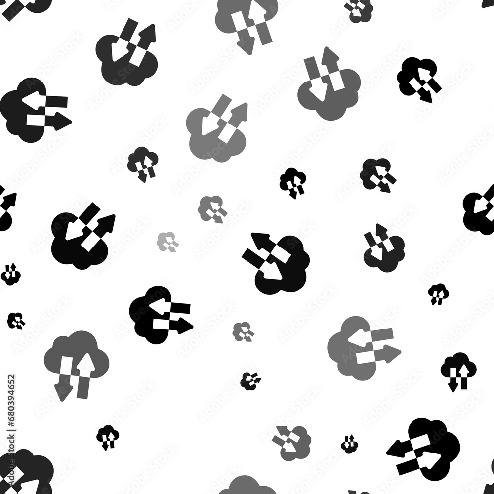 Poster seamless vector pattern with cloud technology symbols, creating a creative monochrome background wit