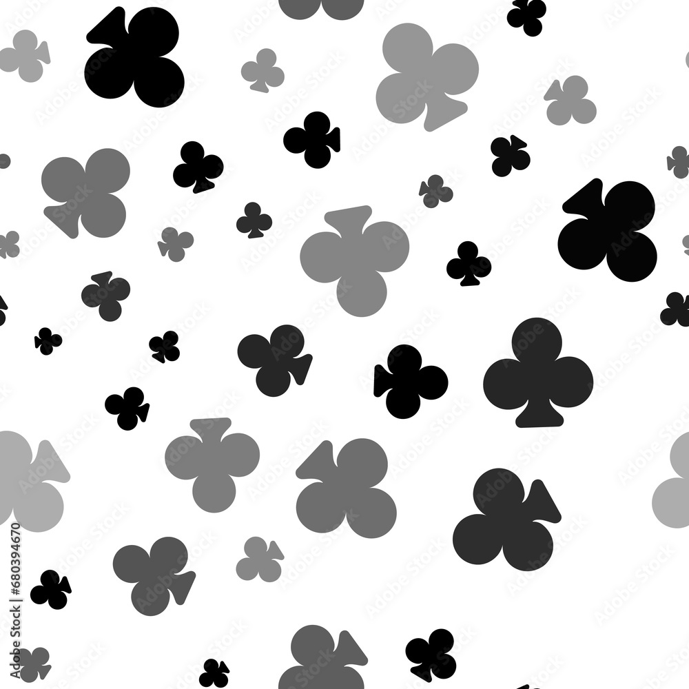 Poster seamless vector pattern with clubs, creating a creative monochrome background with rotated elements.