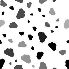 Seamless vector pattern with cloud symbols, creating a creative monochrome background with rotated elements. Illustration on transparent background