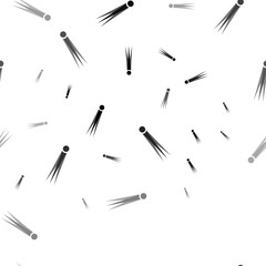 Seamless vector pattern with comet symbols, creating a creative monochrome background with rotated elements. Illustration on transparent background