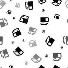 Seamless vector pattern with gas station symbols, creating a creative monochrome background with rotated elements. Vector illustration on white background