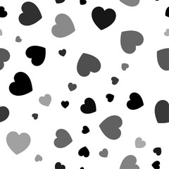 Fototapeta premium Seamless vector pattern with hearts, creating a creative monochrome background with rotated elements. Vector illustration on white background