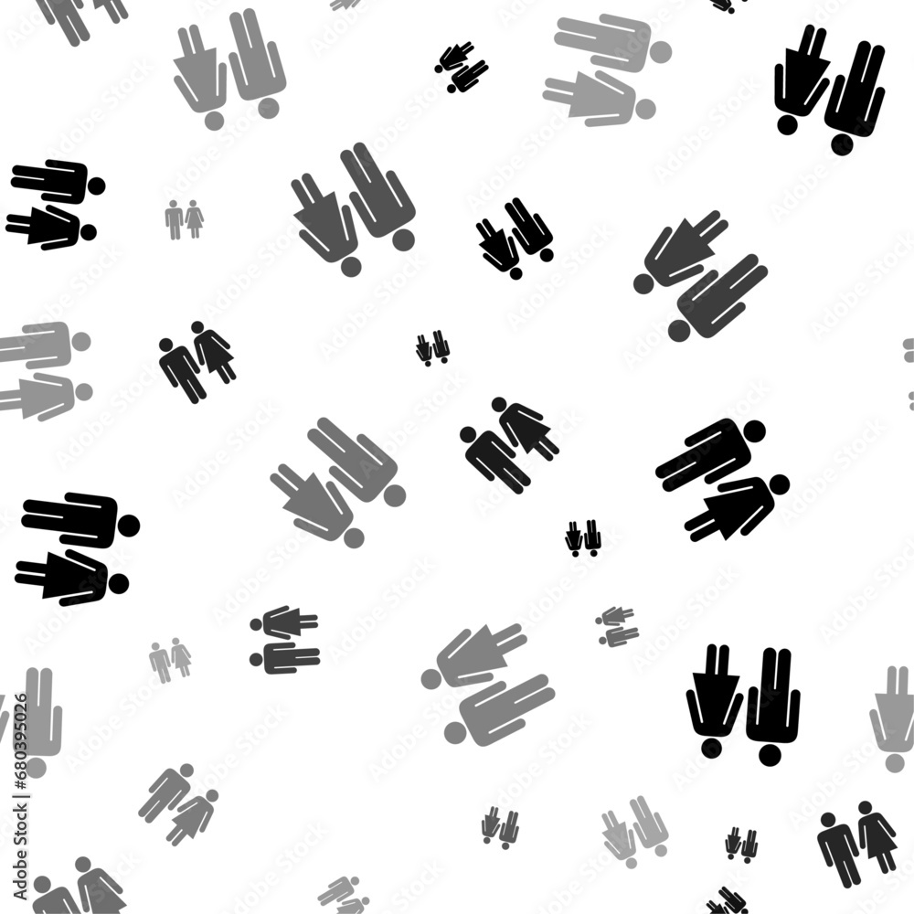 Poster seamless vector pattern with man with woman symbols, creating a creative monochrome background with 