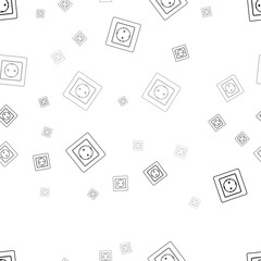 Seamless vector pattern with power socket symbols, creating a creative monochrome background with rotated elements. Vector illustration on white background