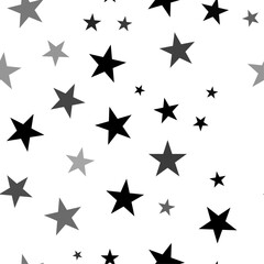 Seamless vector pattern with star symbols, creating a creative monochrome background with rotated elements. Vector illustration on white background