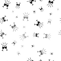 Seamless vector pattern with champagne toast symbols, creating a creative monochrome background with rotated elements. Vector illustration on white background