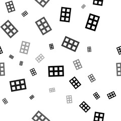 Seamless vector pattern with office building symbols, creating a creative monochrome background with rotated elements. Vector illustration on white background