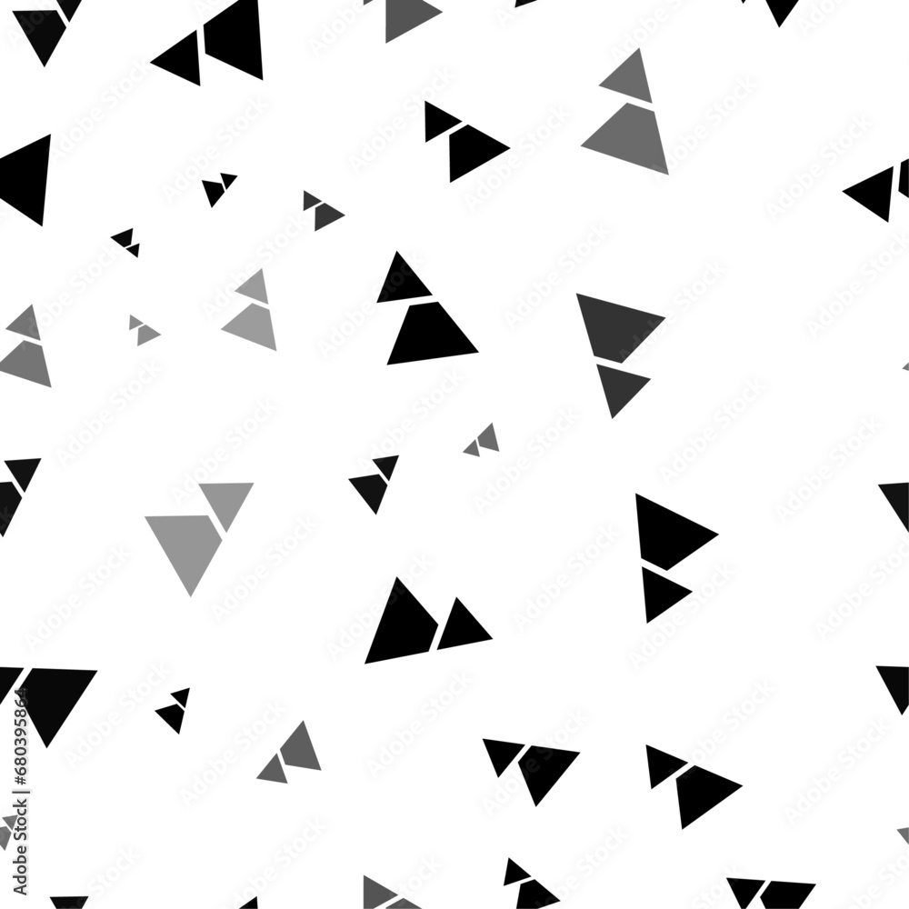 Poster seamless vector pattern with mountains symbols, creating a creative monochrome background with rotat