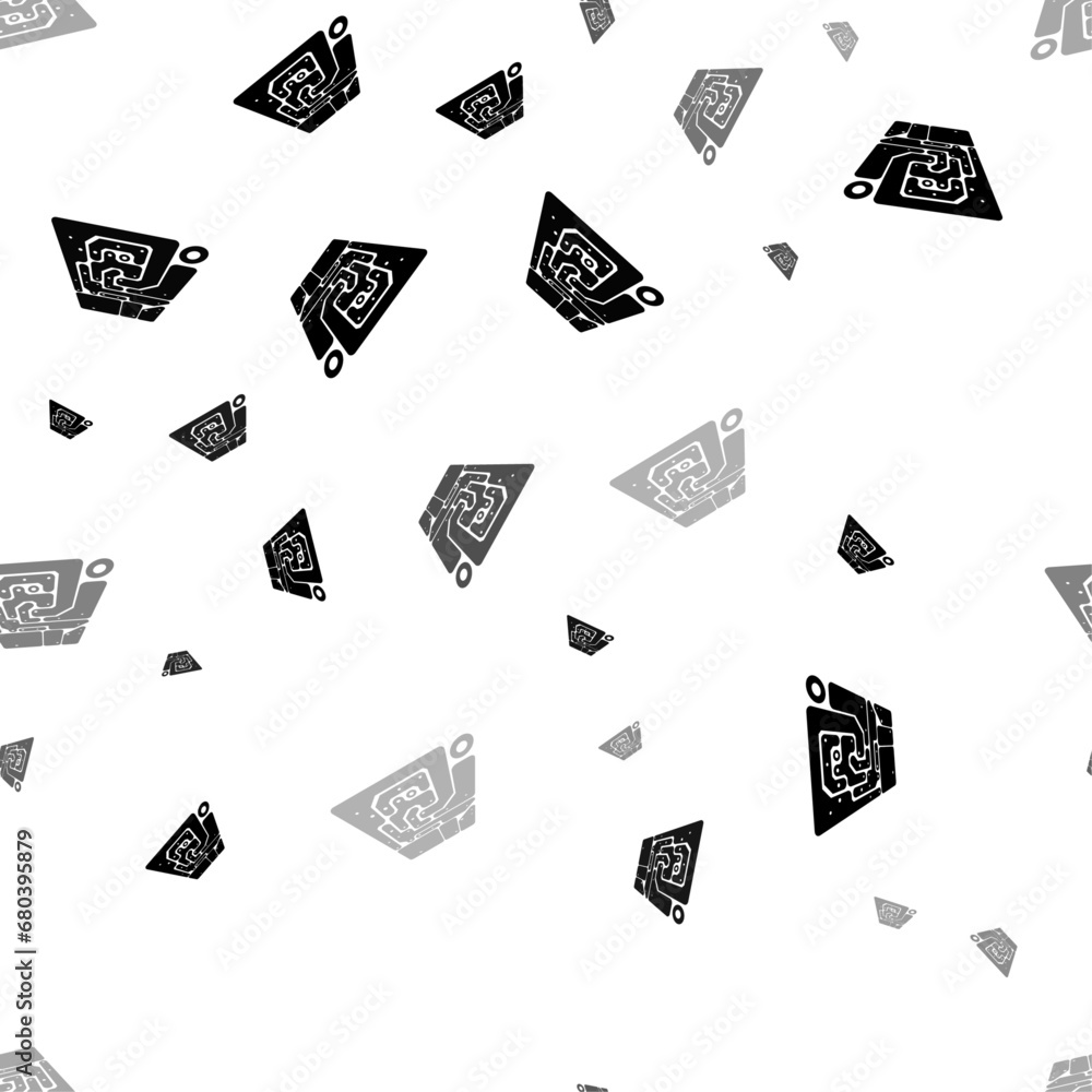 Poster seamless vector pattern with printed circuit boards, creating a creative monochrome background with 