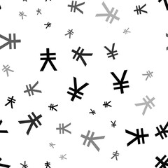 Seamless vector pattern with yuan symbols, creating a creative monochrome background with rotated elements. Illustration on transparent background