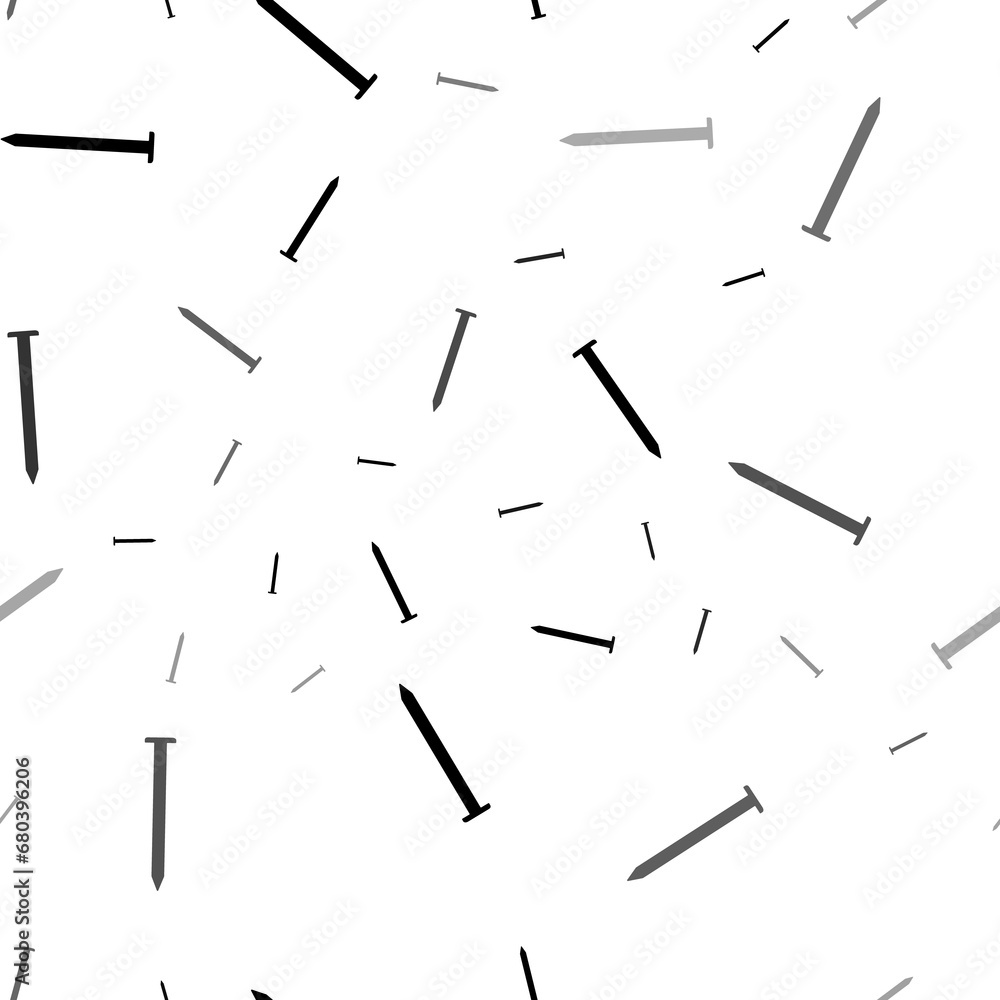 Poster seamless vector pattern with metal nail symbols, creating a creative monochrome background with rota