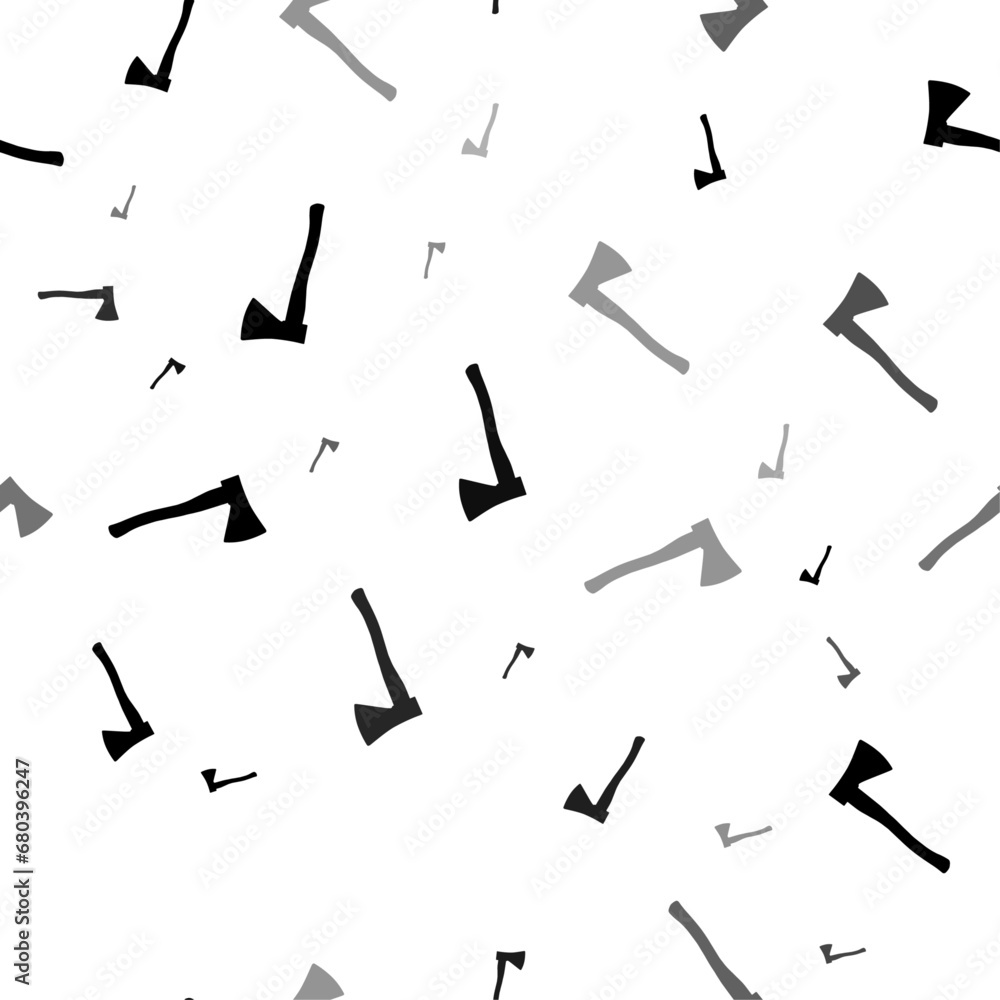 Poster seamless vector pattern with ax symbols, creating a creative monochrome background with rotated elem