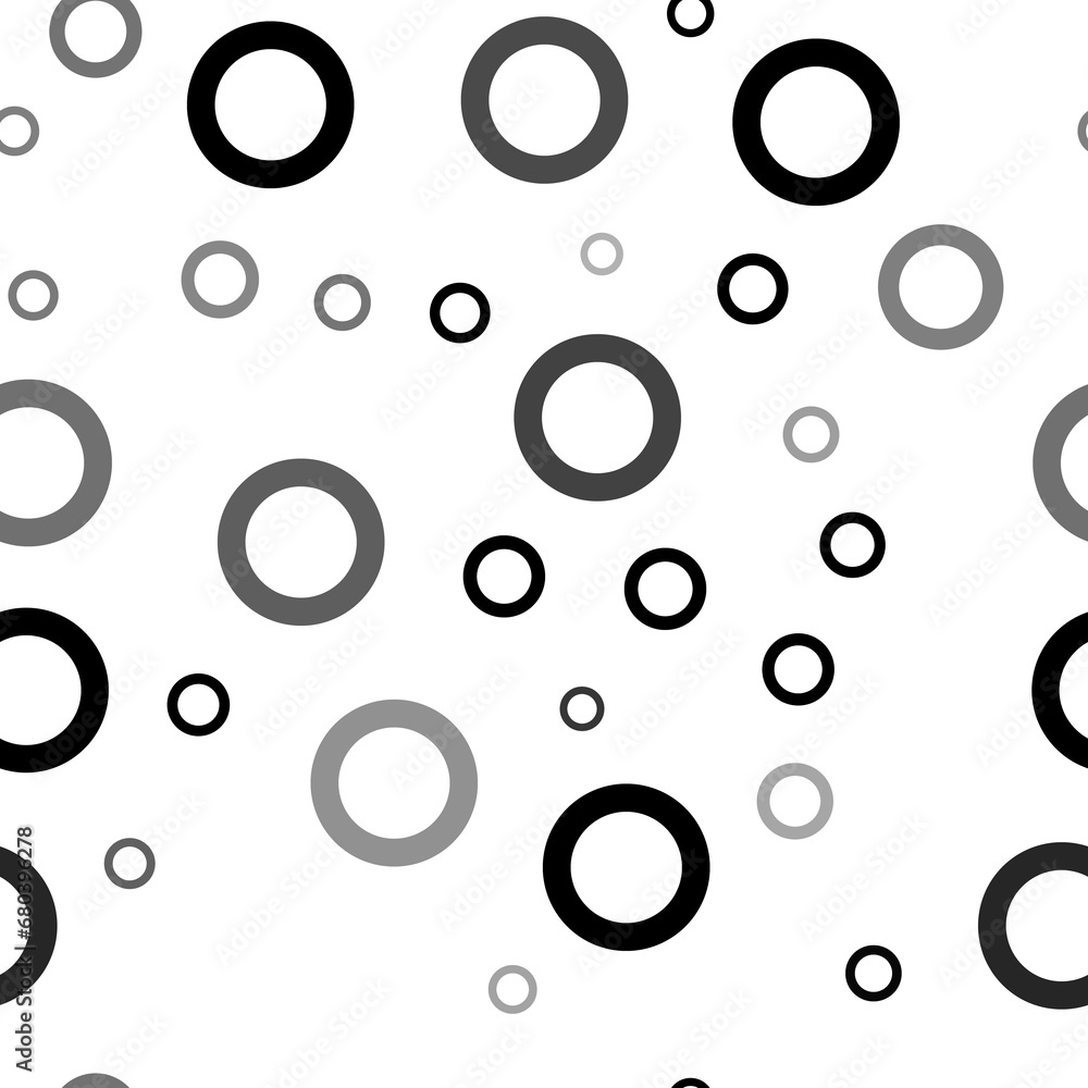 Poster seamless vector pattern with circle symbols, creating a creative monochrome background with rotated 