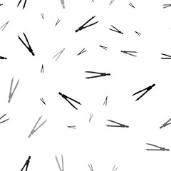 Seamless vector pattern with compass dividers, creating a creative monochrome background with rotated elements. Vector illustration on white background
