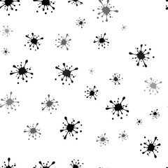 Seamless vector pattern with blot symbols, creating a creative monochrome background with rotated elements. Vector illustration on white background
