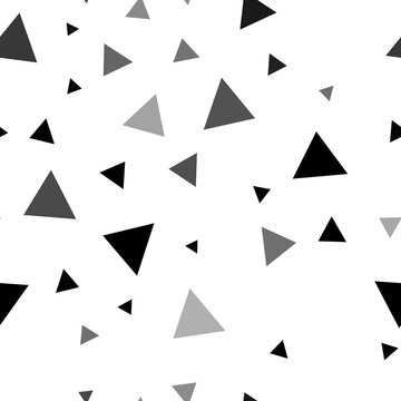 Seamless vector pattern with triangle symbols, creating a creative monochrome background with rotated elements. Illustration on transparent background