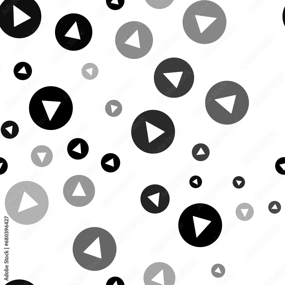 Poster seamless vector pattern with play symbols, creating a creative monochrome background with rotated el
