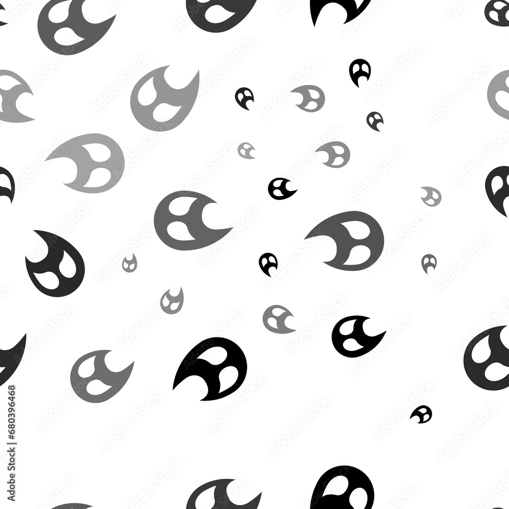 Poster seamless vector pattern with fire symbols, creating a creative monochrome background with rotated el